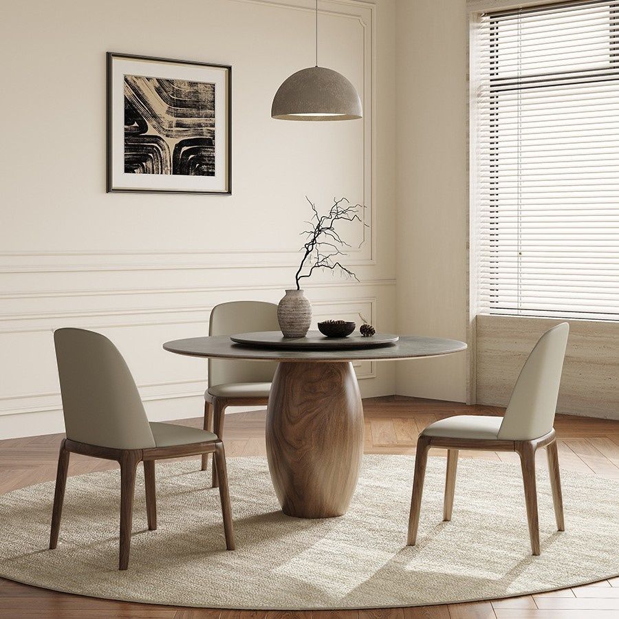 Tan Base Stone Dining Table with Anti-Fouling Sintered Stone Top, 4-person Seat/Seating for 8/Seating for 6