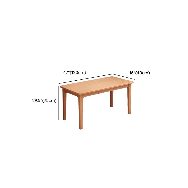 Modern Rectangular Beech Writing Table with Drawers in Unfinished Color