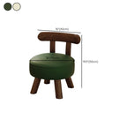 Casual Circular-shaped Solid Color Standard Ottoman in Pleather with Chalk/Jade Green Upholstery