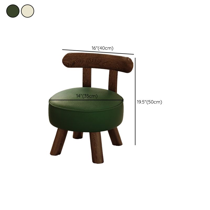 Casual Circular-shaped Solid Color Standard Ottoman in Pleather with Chalk/Jade Green Upholstery