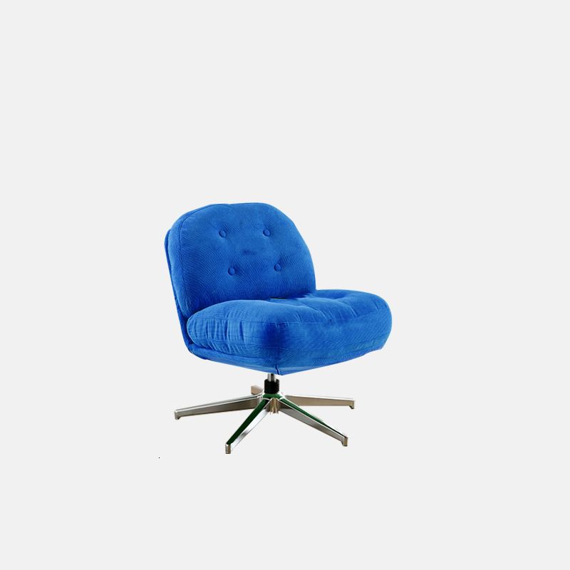 Solid Color Side Chair with Sewn Pillow Back in Blue/Light Brown/Citrus Color, Rotatable with Nailhead Border and Decorative-stitched Tufting