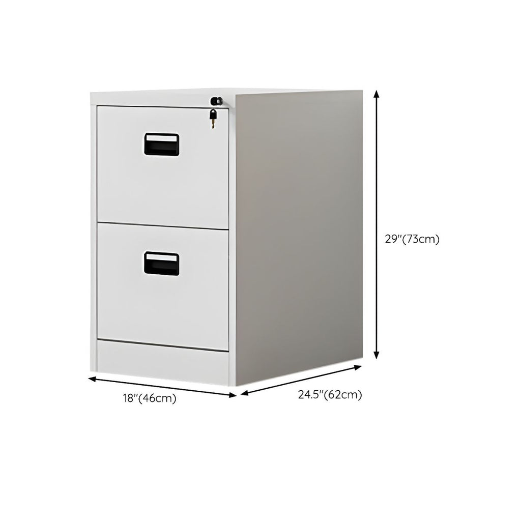 Modern Steel Vertical Filing Cabinet with Lock, Drawers & Self-Close Glides