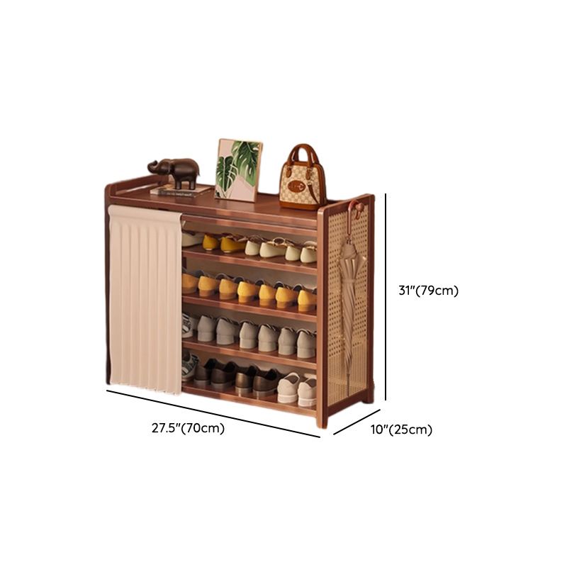 Art Deco Bambusa Rectangle Brown Shoe Rack with 6 Shelves for 11-20 Pairs in Drawing Room