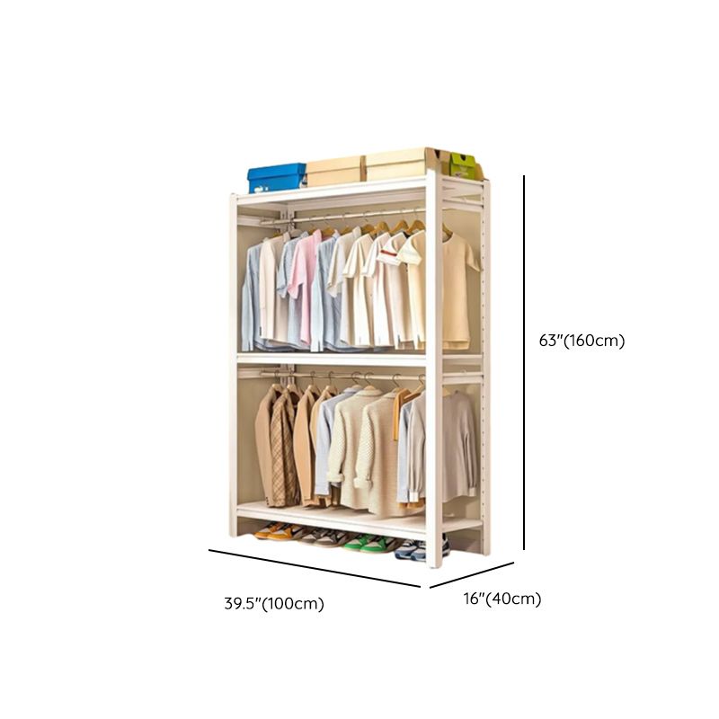 Chalk Contemporary Coat Rack with Receptacle Storage, 3 Shelves, and Steel Frame