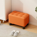 Modish Solid Color Accent Stool in Dove Grey/Sage/Tan with Legs, Button-tufted Upholstered Seat