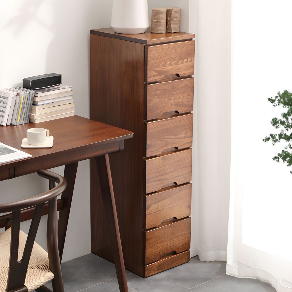 Modern Simple Style 16" Wide Solid Wood Filing Cabinet with Drawers for Home Office