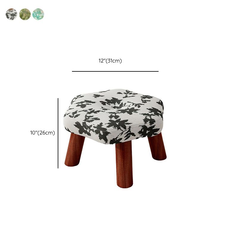 Trendy Flower Pattern Standard Ottoman with Multicolor Upholstery, Timber Frame, and Button-tufted Design