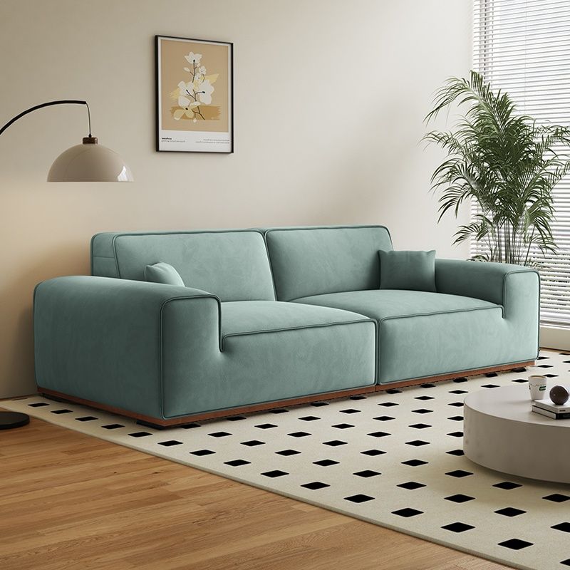 Contemporary Modern Solid Color Scratch-durable Sofa in Flannel with Midnight Black/Gray/Olive Green Upholstery, Seats 5/4/3 with 2 Pillows