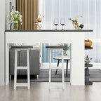 Contemporary Living Room Wood Bar Set with Storage and Backless Seating
