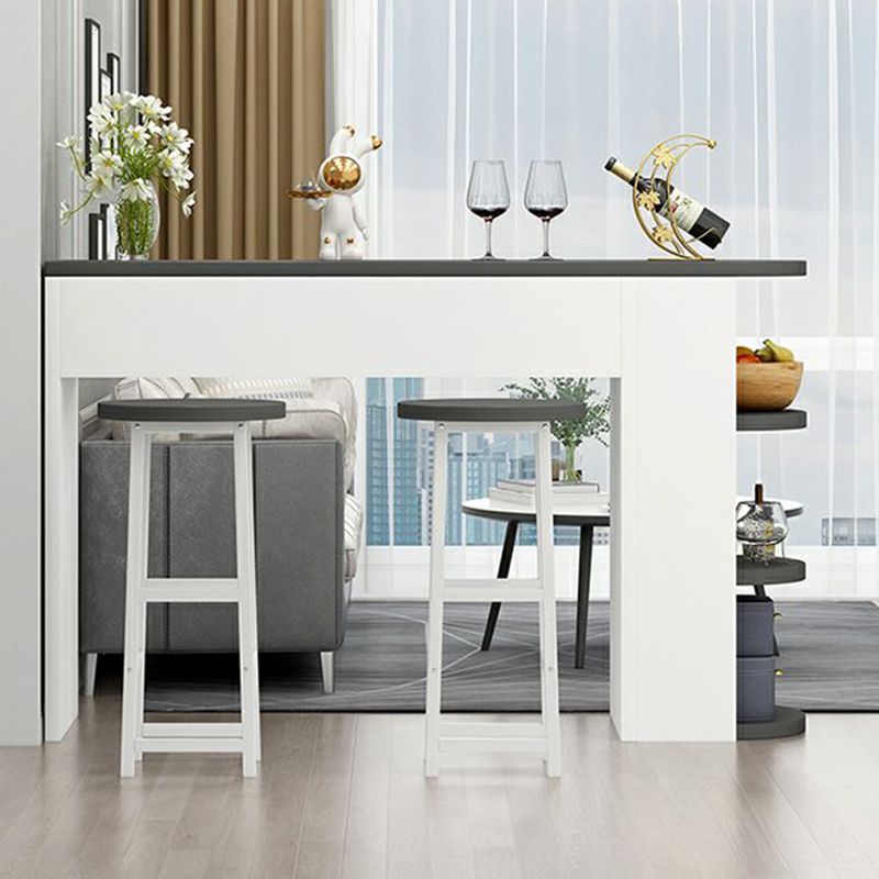 Contemporary Living Room Wood Bar Set with Storage and Backless Seating