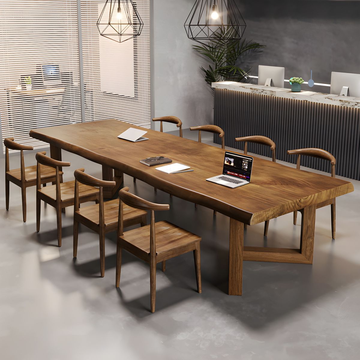 Modern Dining Room Set 1/4/9 Pcs Solid Wood Dining Set with Rectangle Table