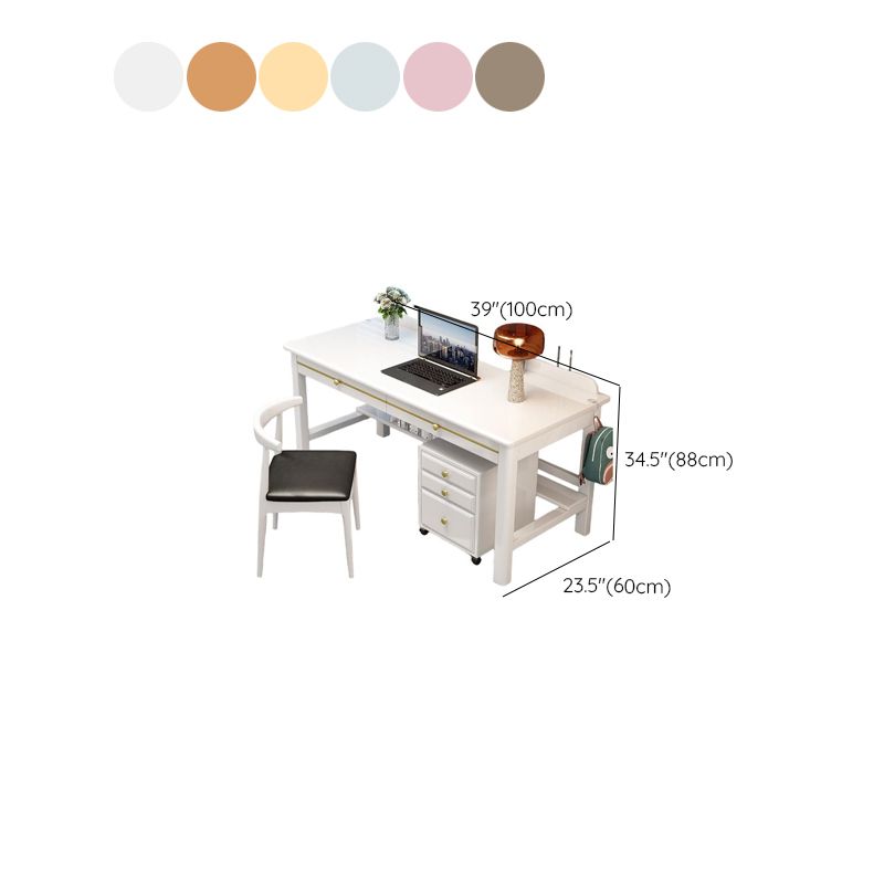 Peony/Cerulean/Dove Grey Office Furniture Set with Writing Desk, Filing Cabinet, Upholstered Chair(s), Compartments, Exterior Storage Units & Desk