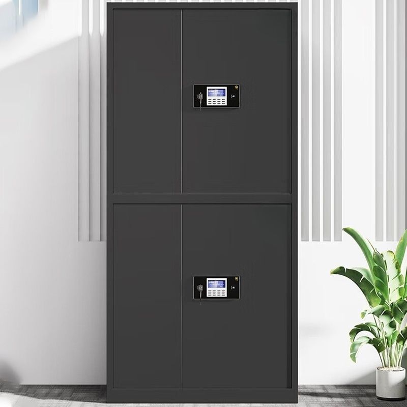 High-Security Steel Filing Cabinet with Fire Resistance, Adjustable Shelves & Lock, Black Design