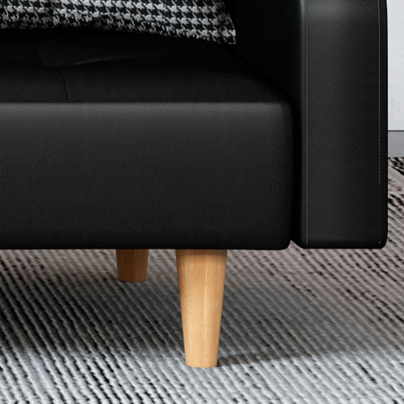 Standard Sofa in Midnight Black/Cerulean/Olive Green with Pu Leather and Armrest