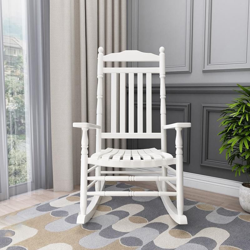 Traditional Indoor Wood Rocking Chair in Solid Color with Square Arms