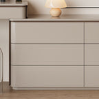 Sand Modish Large Makeup Vanity with Natural Wood Table Top and 8 Drawers/5 Drawers