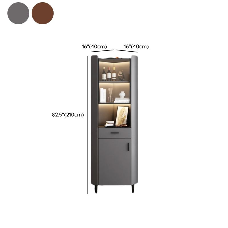 Damp-proof Scratch-immune Accent Cabinet with 1 Exterior Shelf, Glazed Door, Storm Gray Top, Soft Close Drawer, and Stain Resistant
