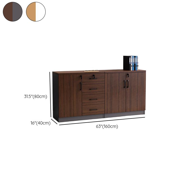 Manufactured Wood Base Cabinet for Stockroom with Shelves, Drawers, and Locker, Featuring Locking Door and 5-Wide Compartments
