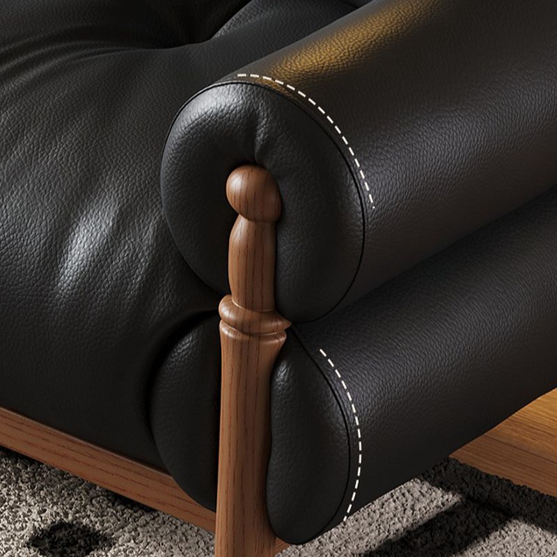 Modern Solid Color Tear Resistant Loveseat in Black/Auburn with 2 Pillows for 2-seater