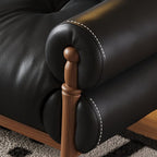 Modern Solid Color Tear Resistant Loveseat in Black/Auburn with 2 Pillows for 2-seater