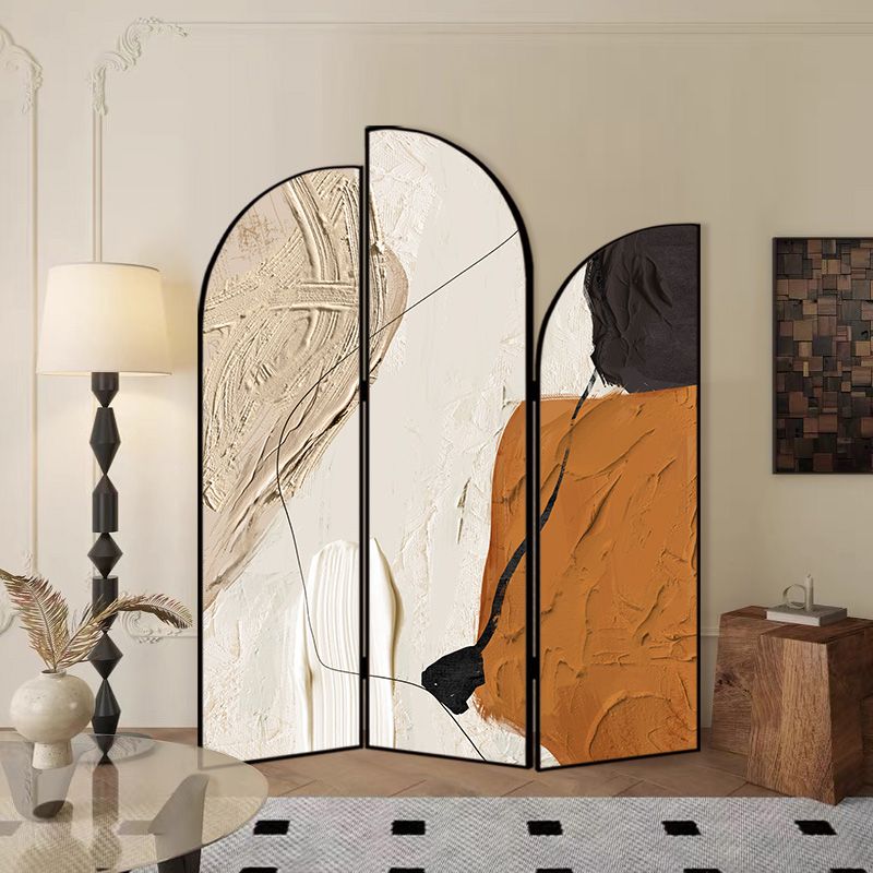 Indoor Opaque Natural Wood Folding Temporary Wall Panels with 3 Panels and Double Sided Print, Self-supporting