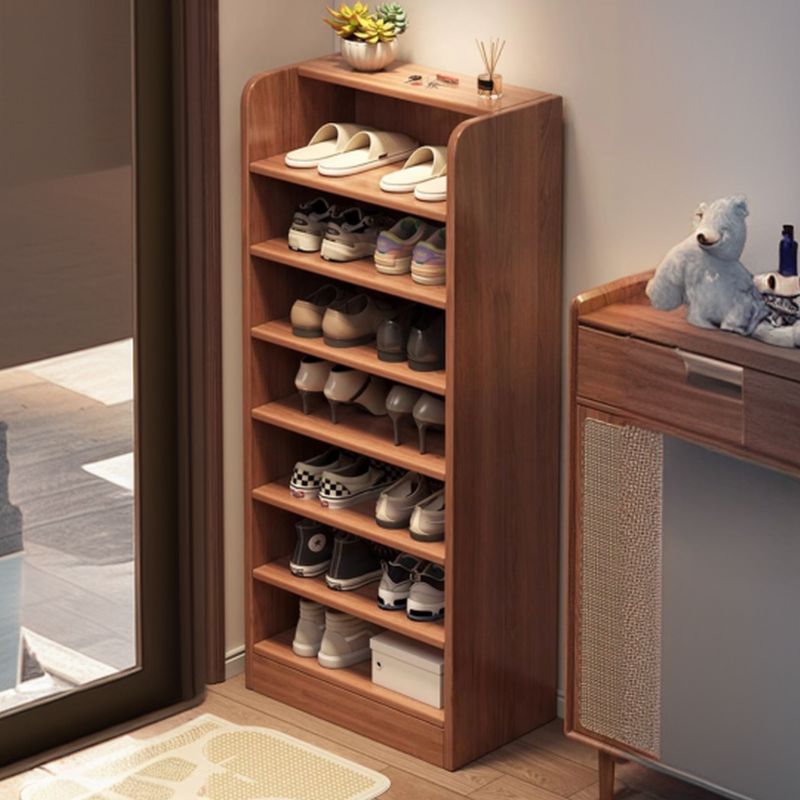 Art Deco Composite Wood Rectangle Shoe Rack with 7/6/5 Shelves for 1-20 Pairs in Drawing Room, Closed Back