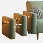 Synthetic Leather Convertible Sofa in Grey/Light Blue/Light Green with Arm