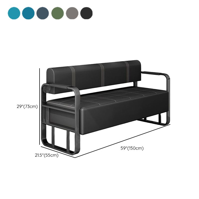 Simplistic/Art Deco Pleather Sofa/Loveseat with Water-resistant Armrest and Legs