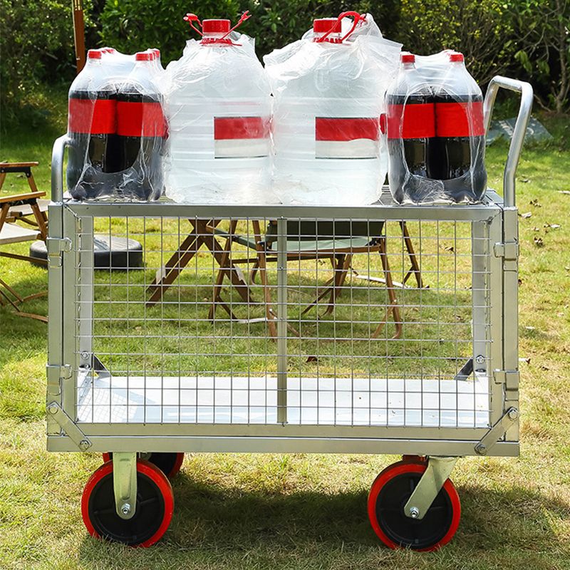 Steel Chrome Adult Office Rolling Cart with Handle, Storage & Casters