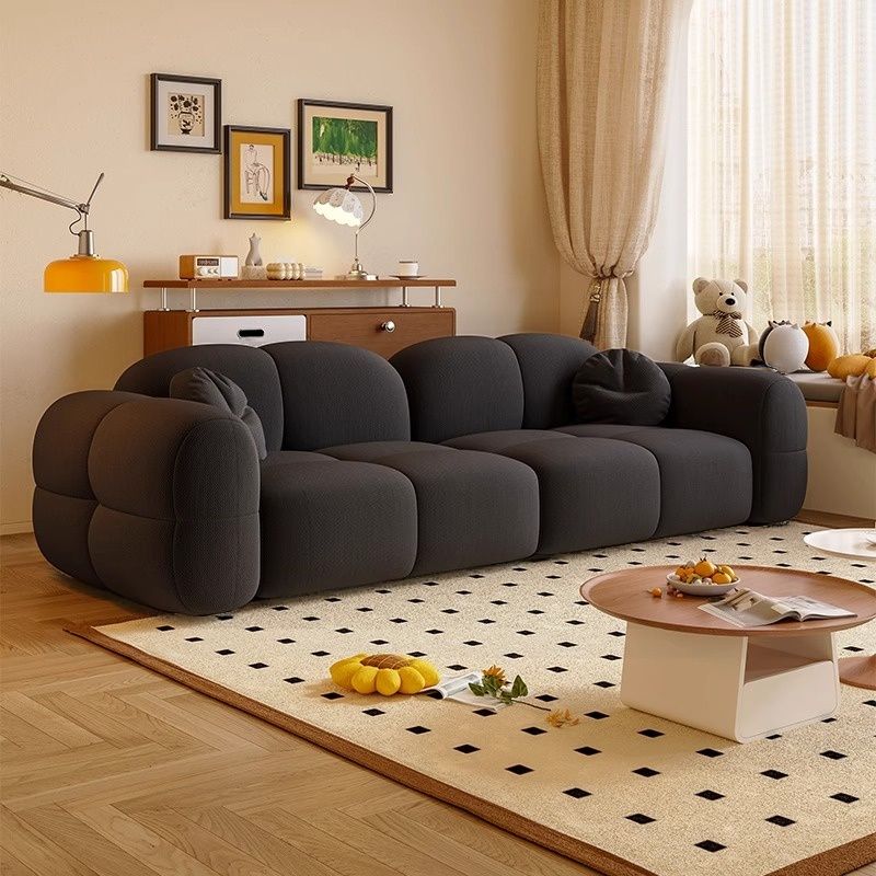 Trendy Solid Color Stain Resistant Loveseat in Light Gray/Olive Green/Beige for 2 People with 2 Pillows