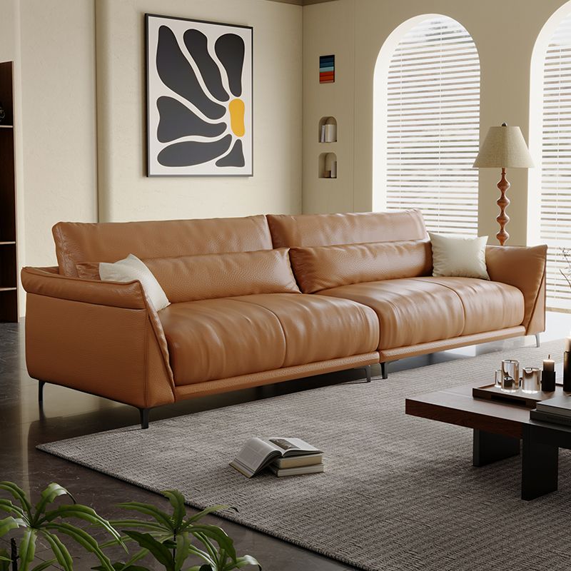 Drawing Room Standard Sofa in Pu Leather/Flannel with Blush/Mocha/Amber Color and Armrest