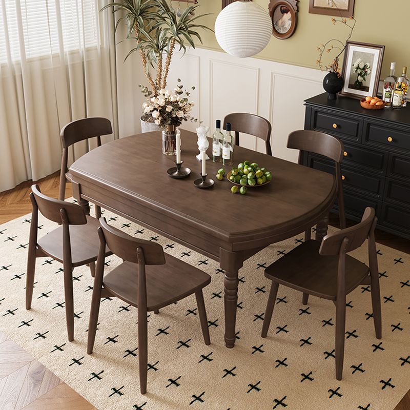 Contemporary Ink/Sepia Solid Wood Kitchen & Dining Table with Legs, Retractable Leaf, Waterproof for 4-person Seating