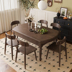 Contemporary Ink/Sepia Solid Wood Kitchen & Dining Table with Legs, Retractable Leaf, Waterproof for 4-person Seating