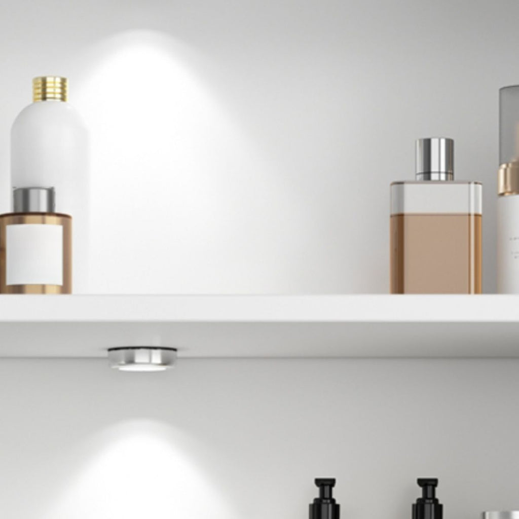 Pale Wood Finish Display Stand with Stockroom, 5 Shelves, Sealed Cabinet, Independent and Encased with Flush Overlay