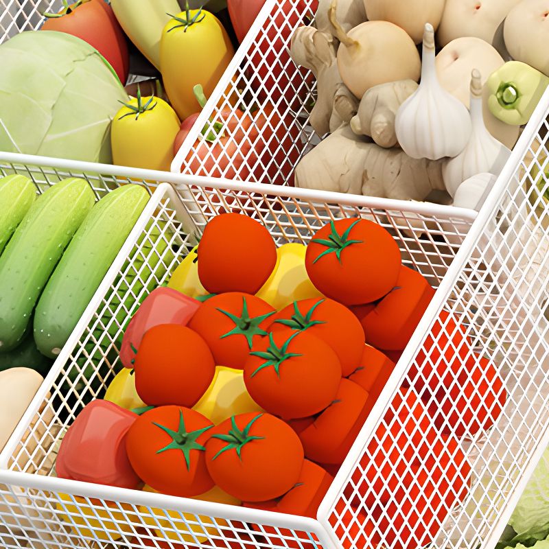 Portable Center with Metal Countertop, Basket, and 3/2 Baskets