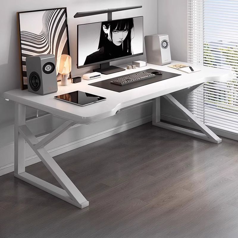 Minimalist Curved Desk with Distortion-resistant Trestle Base, Independent Structure, Wire Management, and Engineered Wood Top