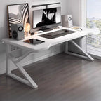 Minimalist Curved Desk with Distortion-resistant Trestle Base, Independent Structure, Wire Management, and Engineered Wood Top