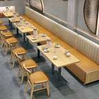 Modern Simple Style Single Sided Booth in Dark Gray/Burnt Orange/Light Green with Foam Upholstery