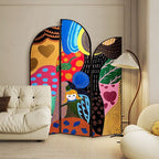 Screen Divider Minimalist Opaque Fold-up with Laminate Frame, 3 Panels, Double Sided Print, and Independent Design