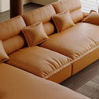 L-Shape Ink/White/Brown Sofa Recliner with Left Orientation