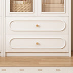 Detached Scratch-immune Accent Cabinet with Glazed Door, Adjustable Shelf, Cabinet Knobs, Soft Close Drawer, and Stain Resistant Finish