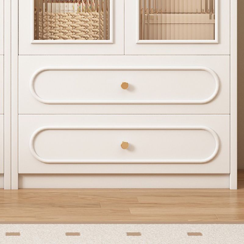 Detached Scratch-immune Accent Cabinet with Glazed Door, Adjustable Shelf, Cabinet Knobs, Soft Close Drawer, and Stain Resistant Finish