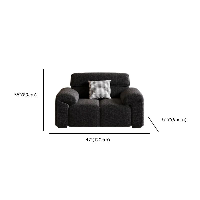 Modish Solid Color Water Resistant/Stain Resistant Standard Sofa/Single Sofa in Midnight Black, Seats 5/4/3 with 3/2/1 Pillows