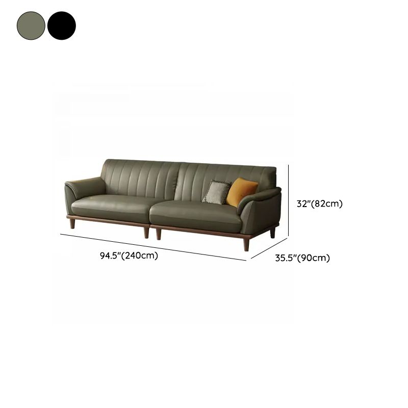 Tear Resistant Leather Standard Sofa/Loveseat/Single Sofa in Black/Emerald Green