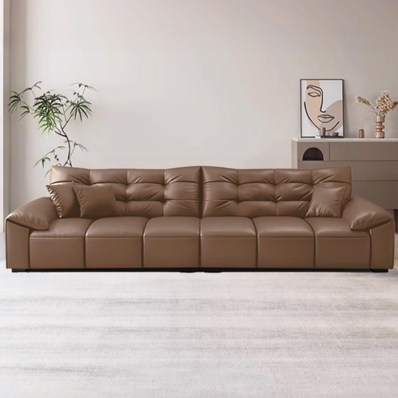 Contemporary Modern Solid Color Water Resistant Standard Sofa in Sepia for 4-seater