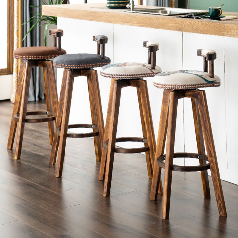 Casual Soft Seating/Rawhide Bar Stools in White/Lemon Color/Cognac with Back, Turned Swivel, Round Top, and Leg Rest