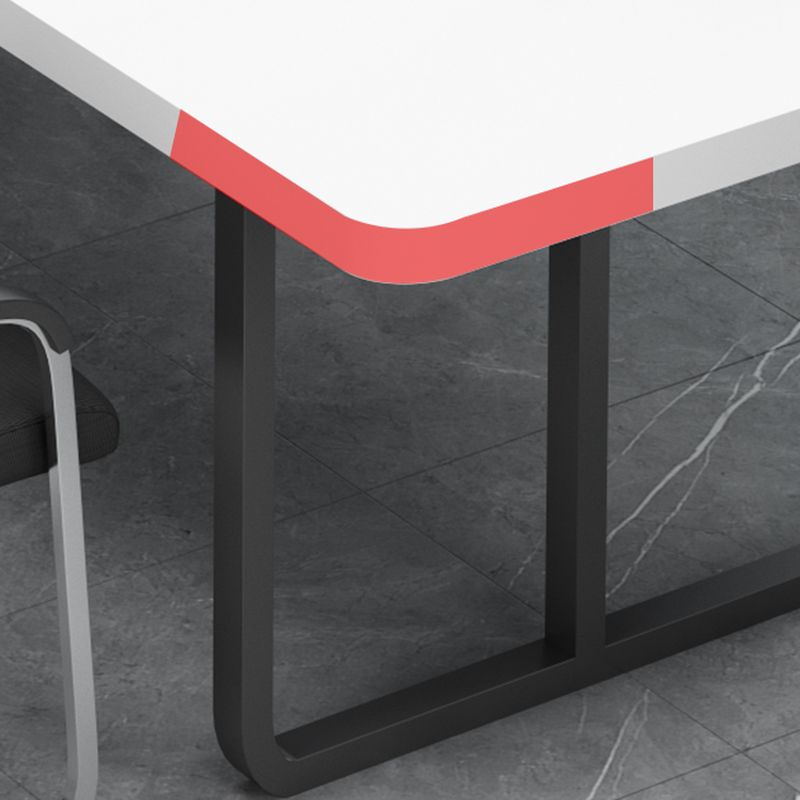 White Simple Office Conference Table, Crack-Resistant Rectangular Top, Seats 12+/Seats 8/12-person Seat, Manufactured Wood