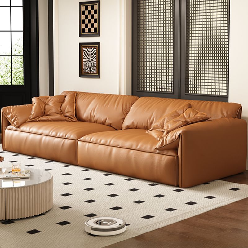 Modish Solid Color Water Resistant Standard Sofa/Single Sofa in Light Brown with 4-seater/5 Person/1 Person Capacity and 2 Pillows/1 Pillow