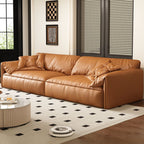 Modish Solid Color Water Resistant Standard Sofa/Single Sofa in Light Brown with 4-seater/5 Person/1 Person Capacity and 2 Pillows/1 Pillow