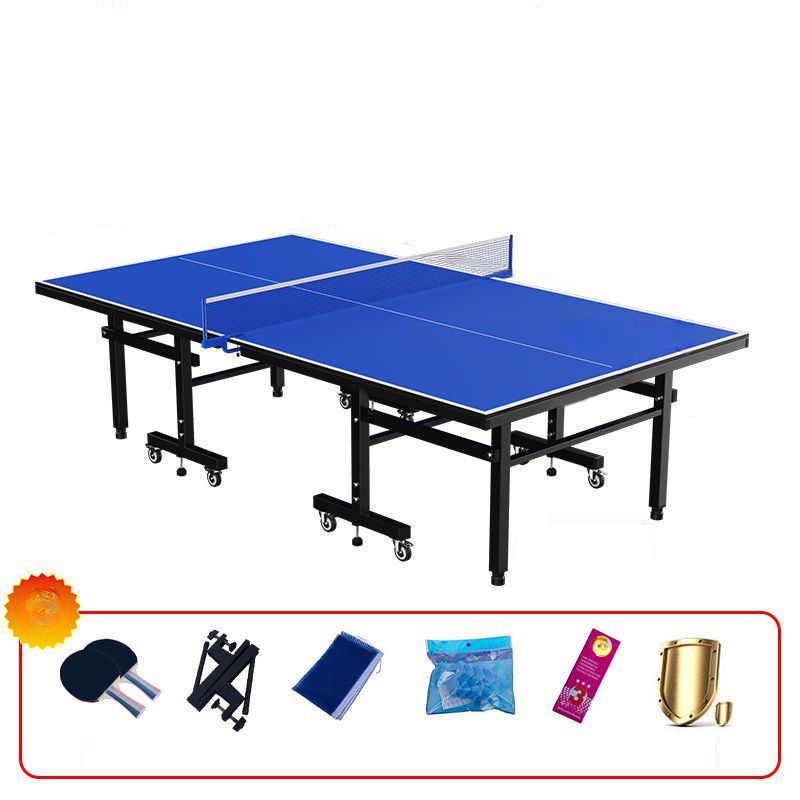 Indoor Cerulean Synthetic Laminate Ping Pong Table with Table Tennis Paddle Included